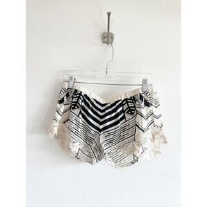 Oracle Fox For Billabong Black White Elastic Waist Aztec Lace Shorts